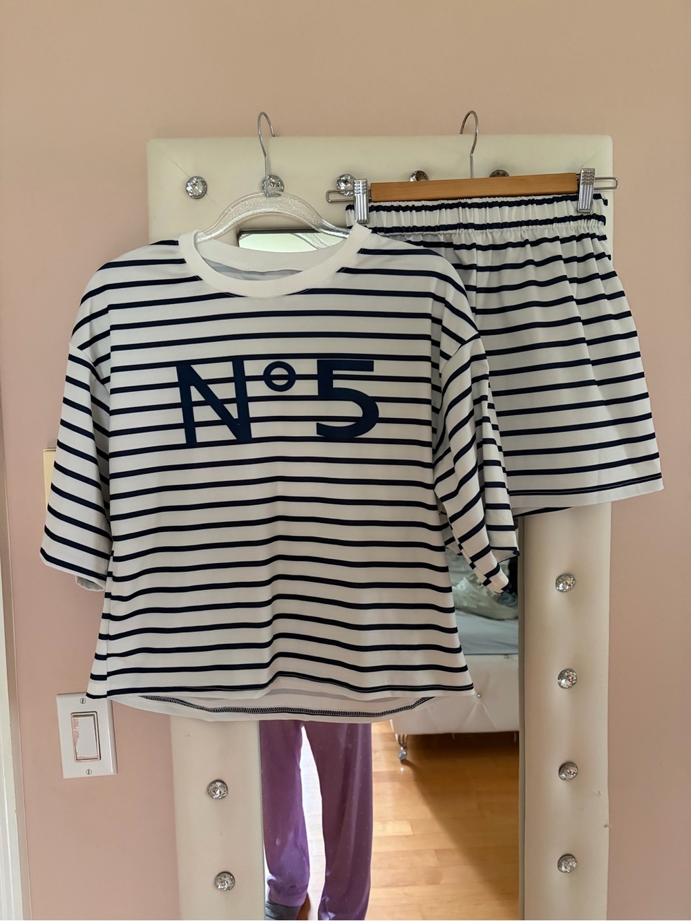 Striped Navy & White Set - No.5 Graphic